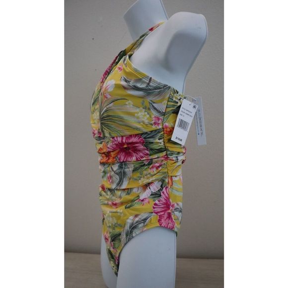 Bleu Rod Beattie Sz 12 Canary Gold Paradiso High Neck One-Piece Swimsuit $119 - Picture 5 of 13